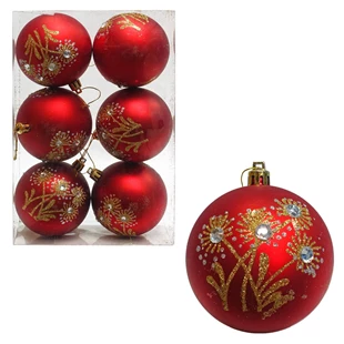 3850223515310 / 51-531000 / Kroglice rdeče-vzorci 8cm 6/1